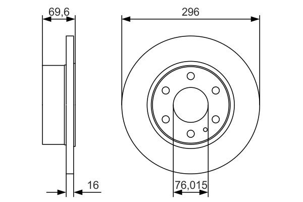 Bromsskiva Solid, Bakaxel Bosch 0 986 479 A51 BOSCH