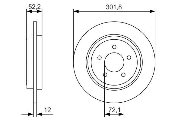 Bromsskiva Solid, Bakaxel Bosch 0 986 479 A53 BOSCH