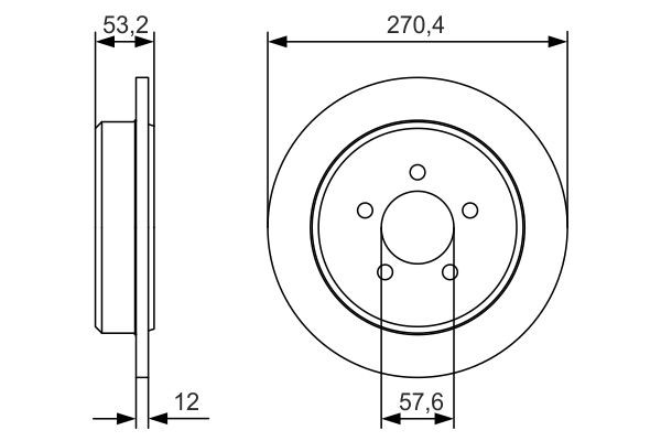 Bromsskiva Solid, Bakaxel Bosch 0 986 479 A80 BOSCH