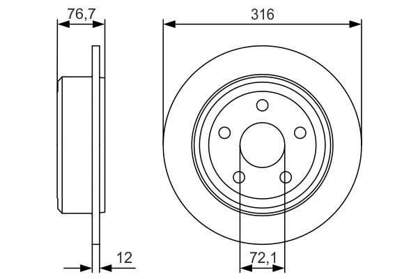 Bromsskiva Solid, Bakaxel Bosch 0 986 479 R08 BOSCH