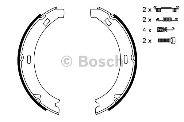 Bromsbackar, sats, parkeringsbroms, Bakaxel BOSCH Bromsbackar, sats, parkeringsbroms, Bakaxel BOSCH