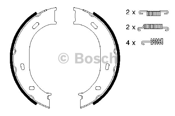 Bromsbackar, sats, parkeringsbroms, Bakaxel Bosch 0 986 487 610 BOSCH