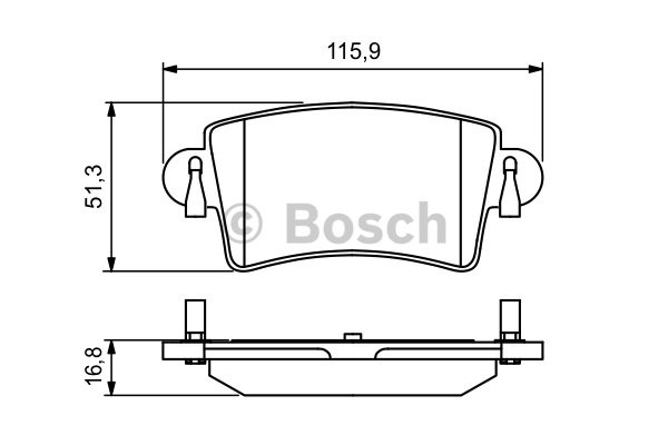 Bromsbeläggsats, Bakaxel Bosch 0 986 494 043 BOSCH