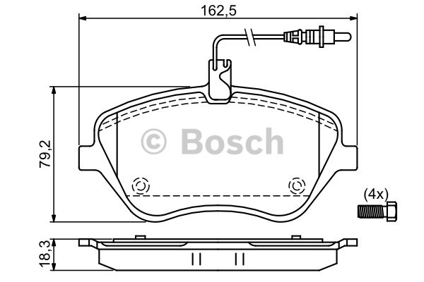 Bromsbeläggsats, Framaxel Bosch 0 986 494 098 BOSCH