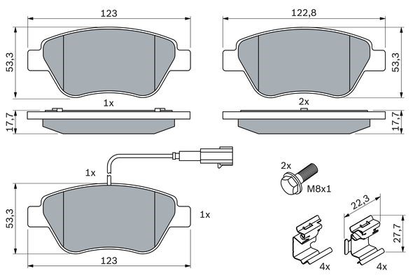 Bromsbeläggsats Solid, Framaxel Bosch 0 986 494 113 BOSCH