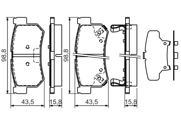 Bromsbeläggsats, Bakaxel Bosch 0 986 494 237 BOSCH