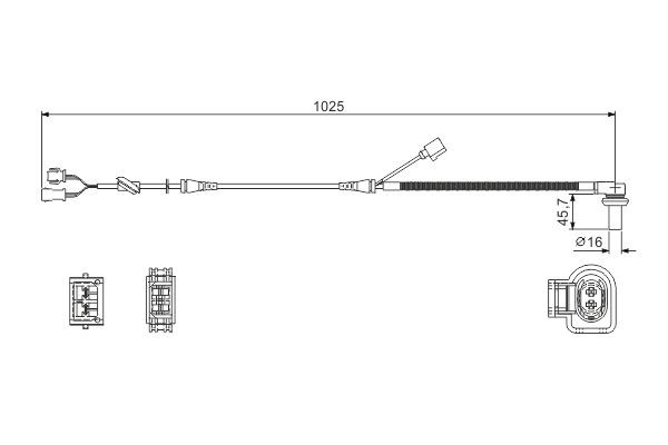ABS-givare, Sensor, hjulvarvtal, Framaxel Bosch 0 986 594 002 BOSCH