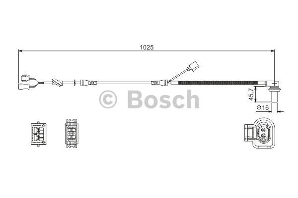ABS-givare, Sensor, hjulvarvtal, Framaxel Bosch 0 986 594 002 BOSCH