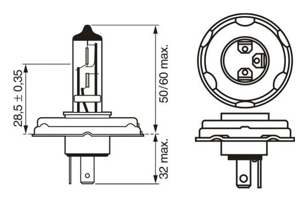 Halogenlampa BOSCH Pure Light WS R2 (bilux) P45t BOSCH Halogenlampa BOSCH Pure Light WS R2 (bilux) P45t BOSCH