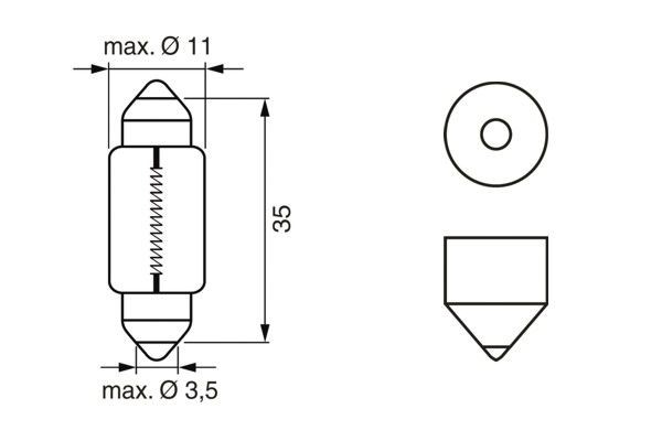 Glödlampa, innerbelysning BOSCH Pure Light WS C5w SV8,5-8 BOSCH