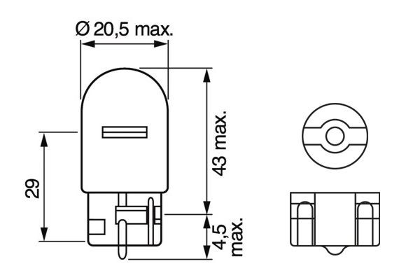 Glödlampa BOSCH Pure Light WS WY21W W3x16d, Fram, Sidomontering BOSCH