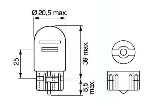 Glödlampa BOSCH Pure Light WS W21/5w W3x16q, Bak BOSCH