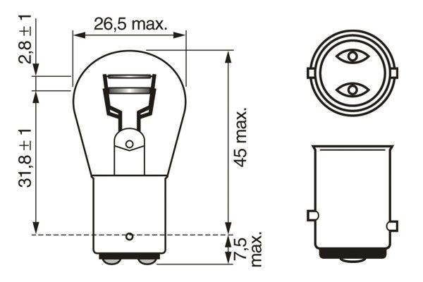 Glödlampa BOSCH Longlife Daytime WS P21/5W BAY15d Bosch 1 987 302 BOSCH