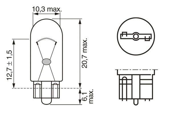 Glödlampa BOSCH Longlife Daytime WS W5W W2,1x9,5d, Fram, Bak BOSCH