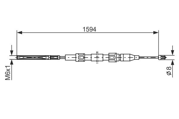 Vajer, parkeringsbroms, Fram, Mitt Bosch 1 987 477 042 BOSCH