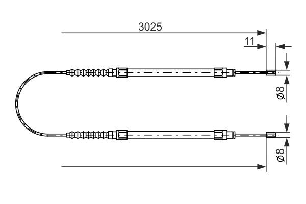 Vajer, parkeringsbroms, Bak, Mitt Bosch 1 987 477 113 BOSCH