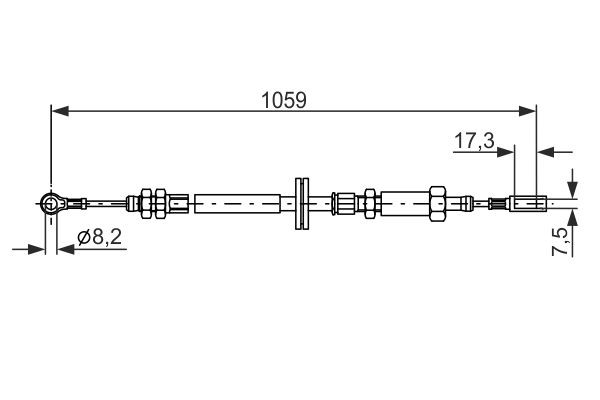 Vajer, parkeringsbroms, Fram, Mitt Bosch 1 987 477 114 BOSCH