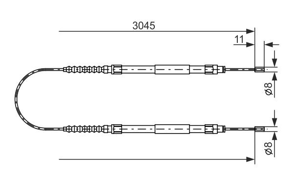 Vajer, parkeringsbroms, Bak, Mitt Bosch 1 987 477 115 BOSCH