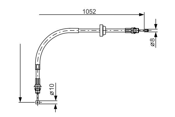 Vajer, parkeringsbroms, Fram, Mitt Bosch 1 987 477 186 BOSCH