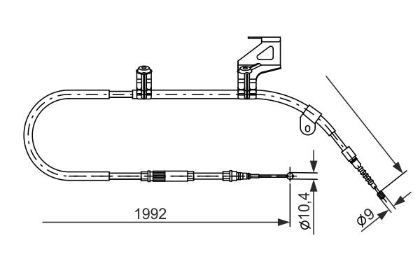 Vajer, parkeringsbroms, Höger bak Bosch 1 987 477 242 BOSCH