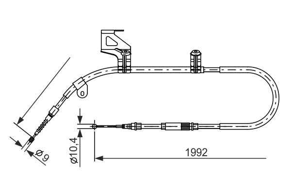 Vajer, parkeringsbroms, Vänster bak Bosch 1 987 477 244 BOSCH