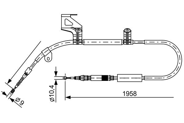 Vajer, parkeringsbroms, Vänster bak Bosch 1 987 477 603 BOSCH