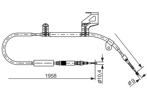 Vajer, parkeringsbroms, Höger bak Bosch 1 987 477 604 BOSCH