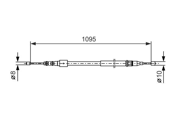 Vajer, parkeringsbroms, Vänster bak, Mitt Bosch 1 987 477 660 BOSCH