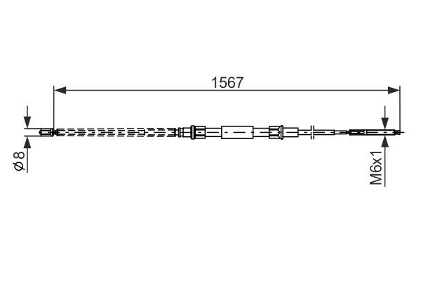Vajer, parkeringsbroms, Mitt Bosch 1 987 482 104 BOSCH