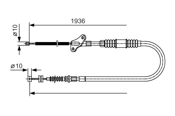 Vajer, parkeringsbroms, Höger Bosch 1 987 482 110 BOSCH