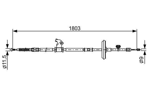 Vajer, parkeringsbroms, Höger bak Bosch 1 987 482 508 BOSCH