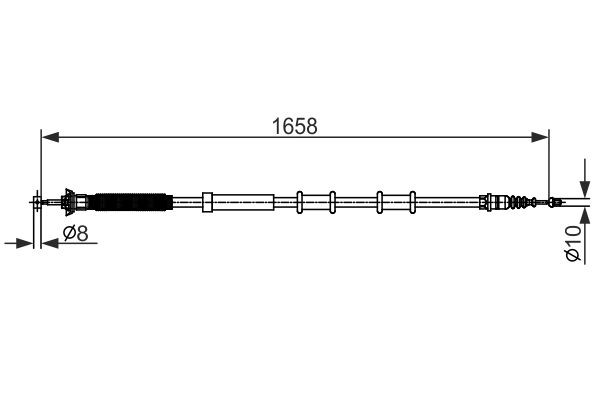 Vajer, parkeringsbroms, Höger bak Bosch 1 987 482 581 BOSCH