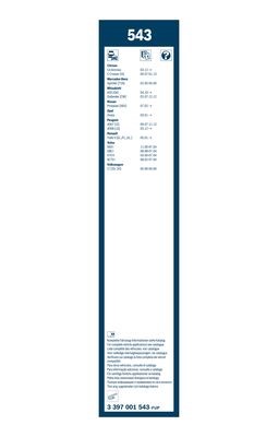 Torkarblad, Fram Bosch Twin 3 397 001 543 BOSCH
