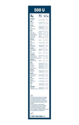 Torkarblad, Fram, Bak, Förarsida, Passagerarsida BOSCH