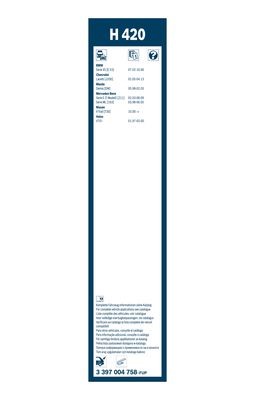 Torkarblad, Bak, Fram, Förarsida, Sidoinstallation, Passagerarsid BOSCH