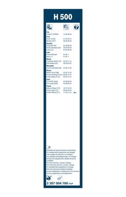 Torkarblad, Fram, Bak, Förarsida, Passagerarsida Bosch 3 397 004  BOSCH