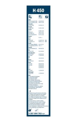 Torkarblad, Bak, Fram, Förarsida, Passagerarsida Bosch 3 397 004 BOSCH Torkarblad, Bak, Fram, Förarsida, Passagerarsida Bosch 3 397 004 BOSCH