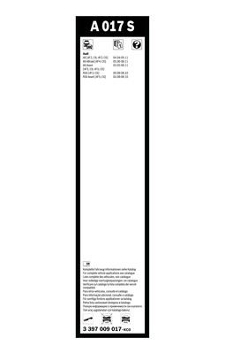 Flatblade-torkarblad, Fram Bosch 3 397 009 017 BOSCH Flatblade-torkarblad, Fram Bosch 3 397 009 017 BOSCH