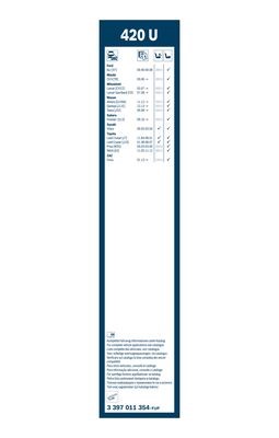 Torkarblad, Fram, Bak, Förarsida, Sidoinstallation, Passagerarsid BOSCH