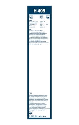 Torkarblad, Bak Bosch Bak 3 397 011 431 BOSCH Torkarblad, Bak Bosch Bak 3 397 011 431 BOSCH