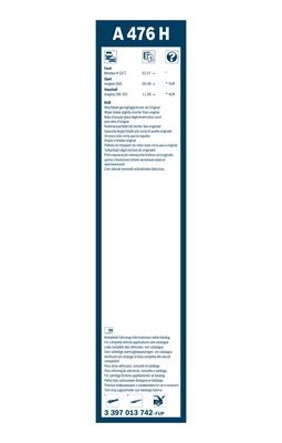 Torkarblad, Bak Bosch Bak 3 397 013 742 BOSCH
