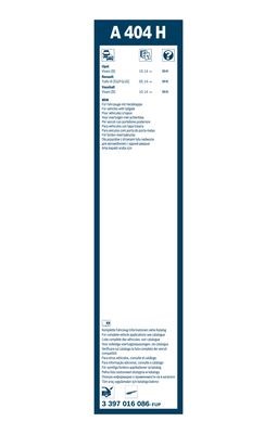 Torkarblad, Bak Bosch Bak 3 397 016 086 BOSCH
