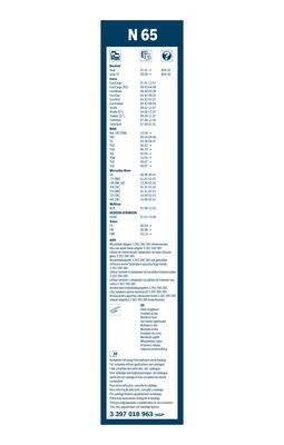 Torkarblad, Fram, Förarsida, Upptill, Passagerarsida Bosch 3 397  BOSCH