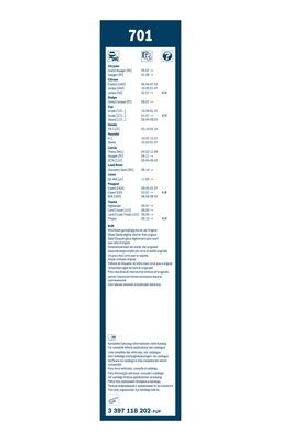 Torkarblad, Fram Bosch Twin 3 397 118 202 BOSCH