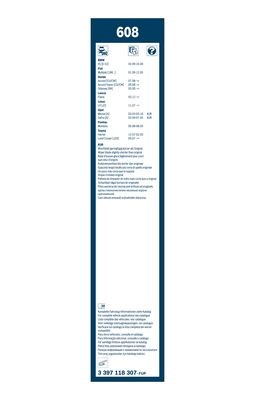 Torkarblad, Fram Bosch Twin 3 397 118 307 BOSCH