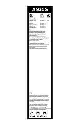 Torkarblad, Fram, Sidoinstallation Bosch 3 397 118 931 BOSCH