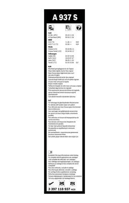 Flatblade-torkarblad, Fram, Sidoinstallation Bosch 3 397 118 937 BOSCH