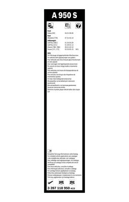 Flatblade-torkarblad, Fram, Sidoinstallation Bosch 3 397 118 950 BOSCH