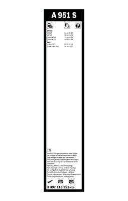 Torkarblad, Fram Bosch 3 397 118 951 BOSCH Torkarblad, Fram Bosch 3 397 118 951 BOSCH