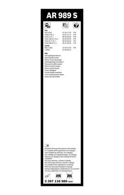 Flatblade-torkarblad, Fram Bosch Aerotwin Retrofit 3 397 118 989 BOSCH